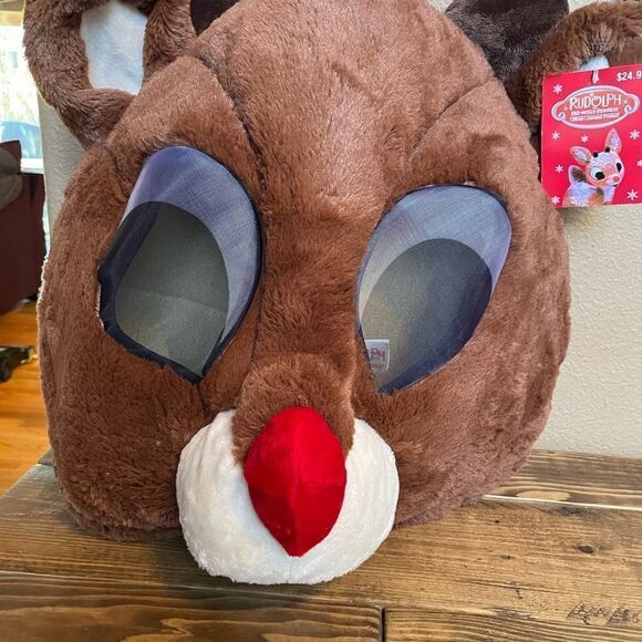 Rudolph The Red Nosed Reindeer Greeter Plush Head Mask NWT - Picture 9 of 10